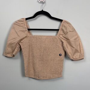 Abercrombie & Fitch Smocked Polka Dot Puff Sleeve Cropped Shirt Women’s Small